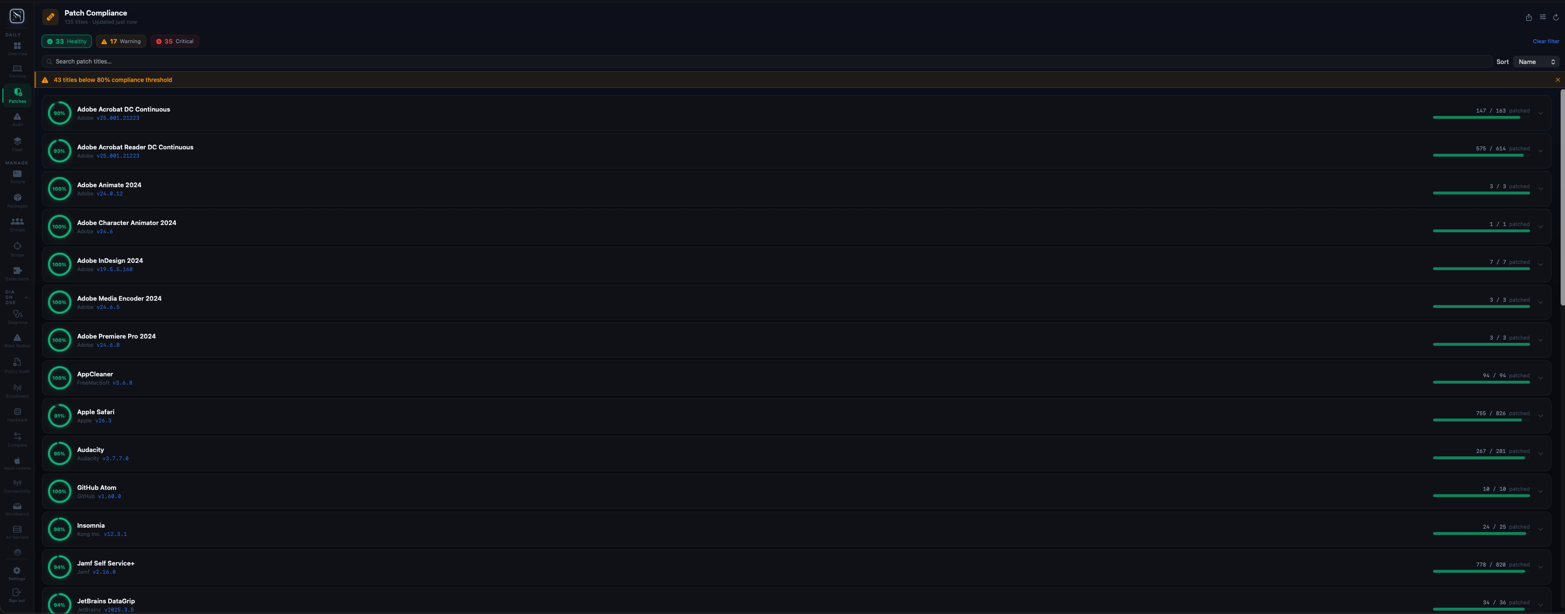 Nexus Patch Compliance view